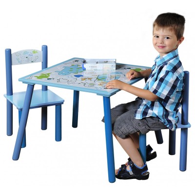 Otroška miza s stoli DINO modra