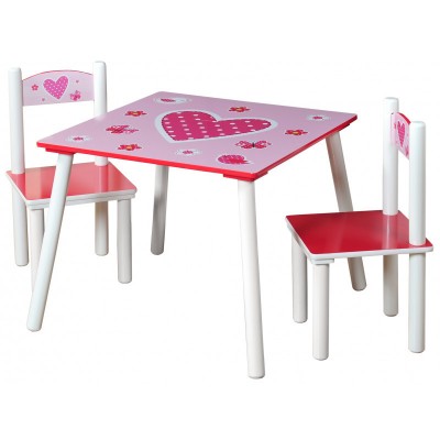 Otroška miza s stoli srček